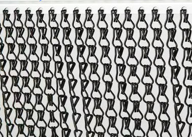 Black Fly Screen Chain Curtain / Rustproof Metal Fly Curtains For Doors